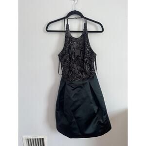 Lauren Ralph Lauren Dress Women 8 Black Sequin Satin‎ Cocktail Formal